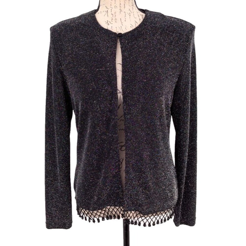 XSCAPE Evening Jacket SIZE M Black Silver Fairy Grunge 90's Y2K Beads Witchy